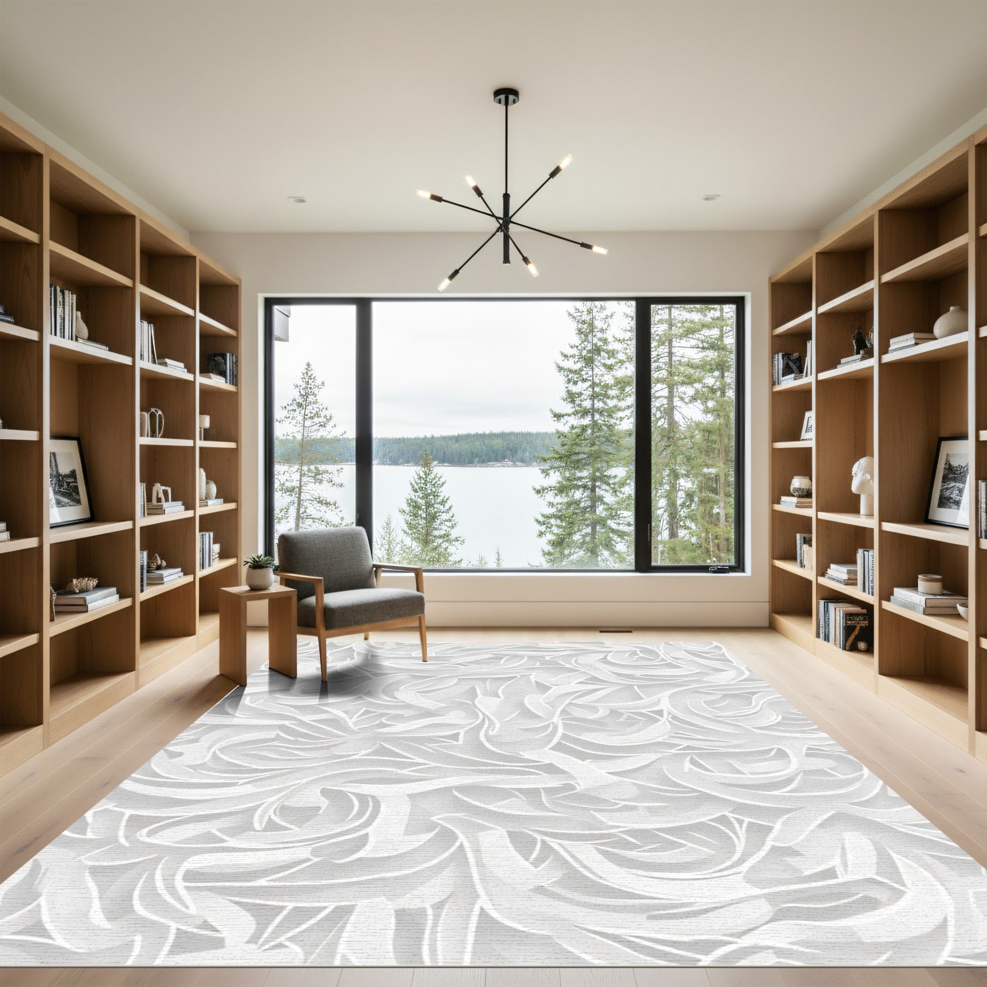 Subtle White Abstract Swirls Rug