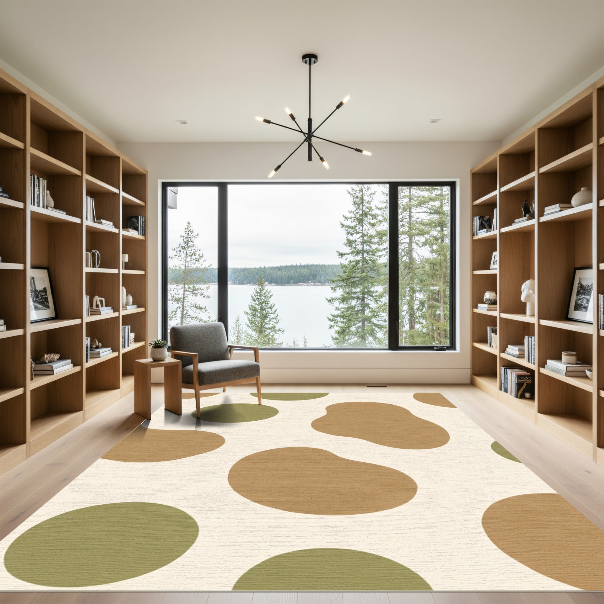 Amber Olive Contemporary Blob Rug