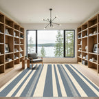 Gray Beige Wide Stripe Detail Rug