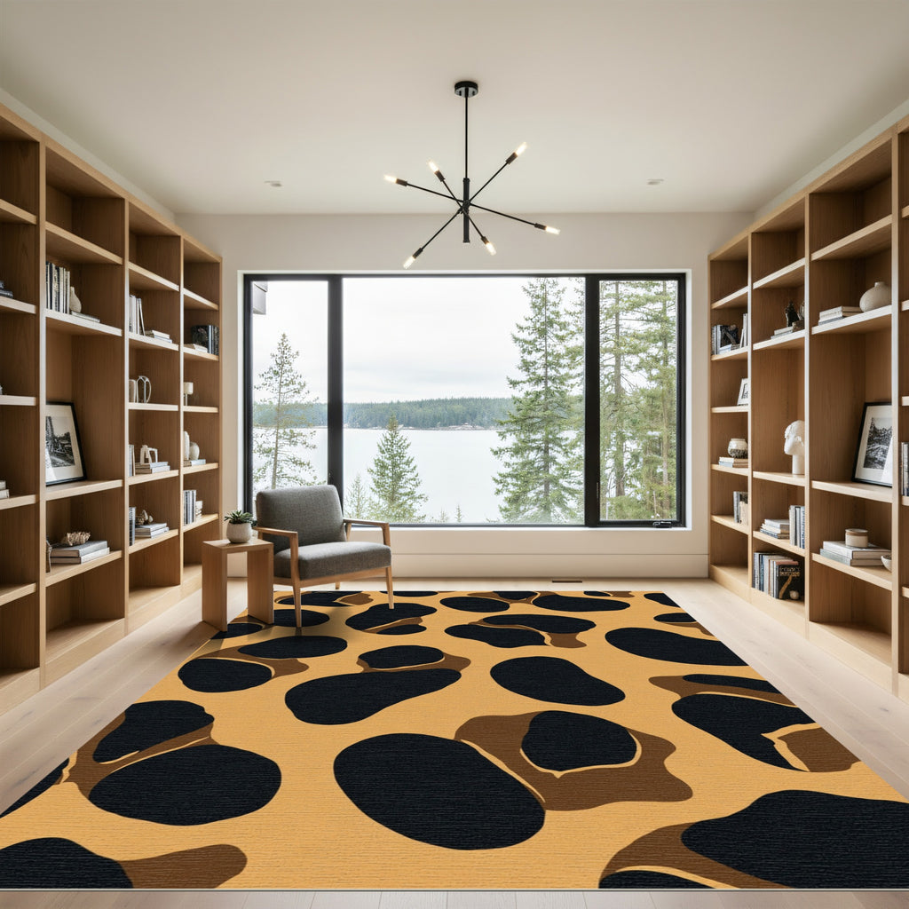 Bold Black Caramel Spots Rug
