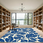 Deep Blue Botanical Vines Rug