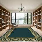 Elegant Gold Swirl Border Rug
