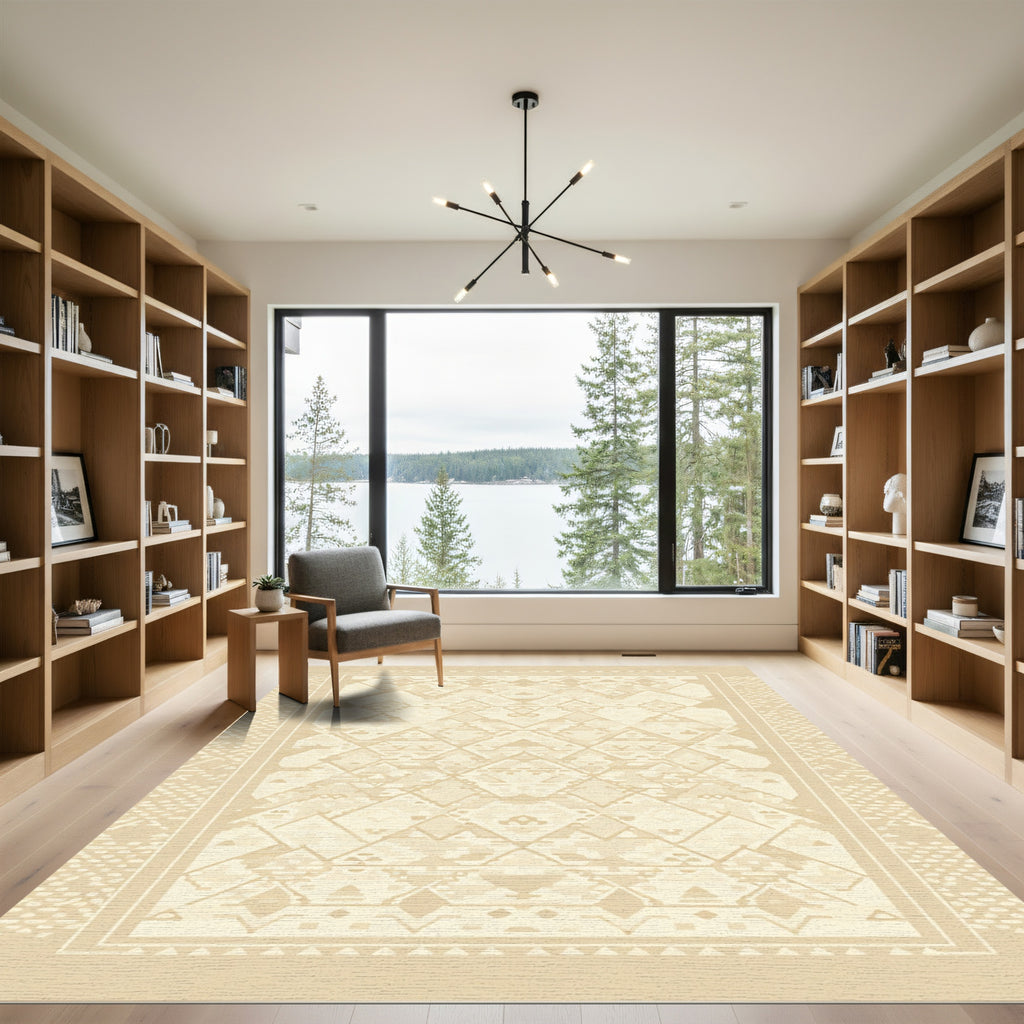 Cream Geo Diamond Tribal Rug