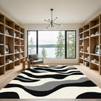 Bold Black White Gray Wave Rug