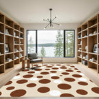 Chocolate Cream Polka Dot Circles Rug