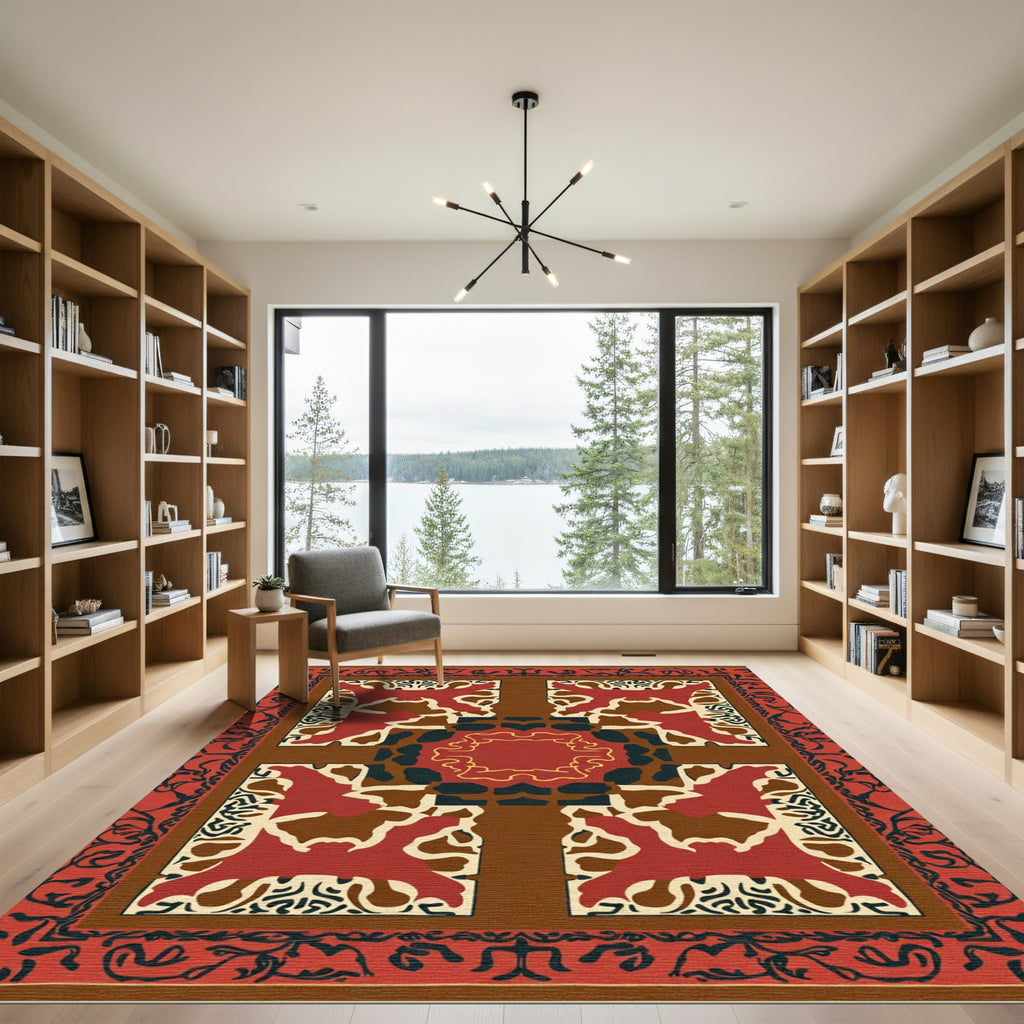 Crimson Brown Organic Medallion Rug