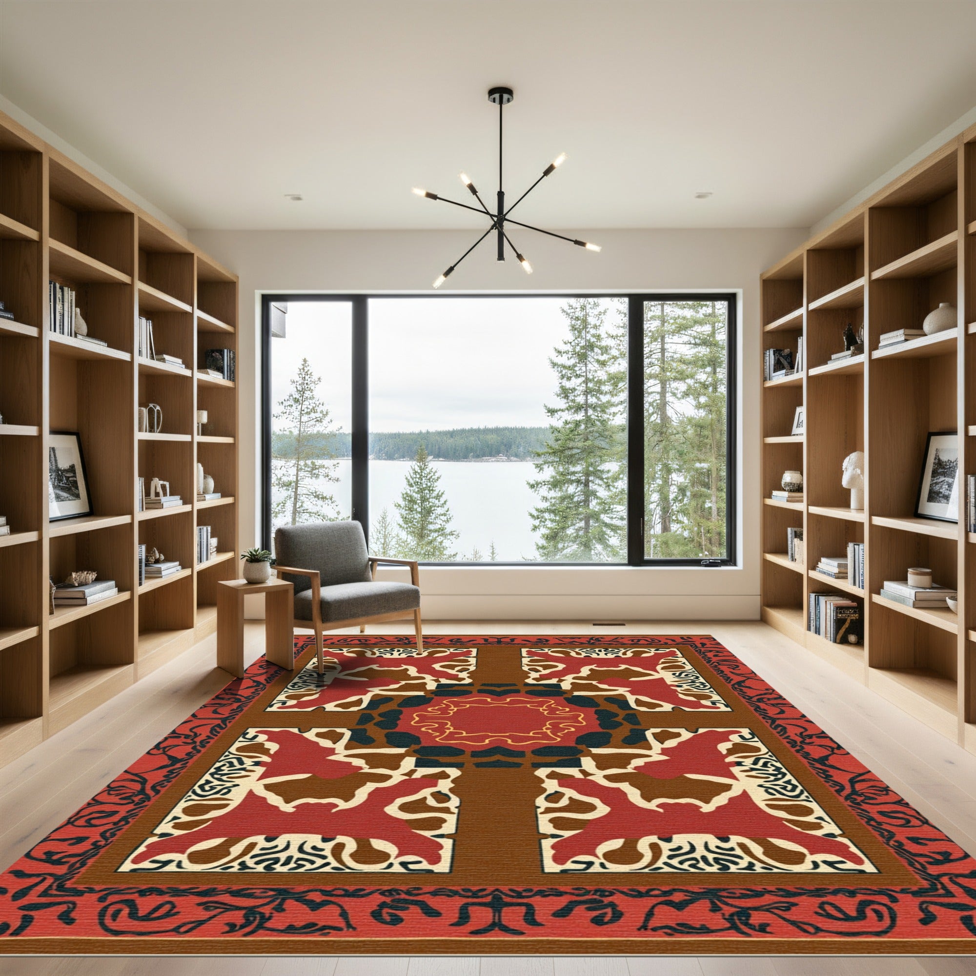 Crimson Brown Organic Medallion Rug