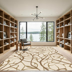 Earthy Brown Branch Swirl Contemporary Rug