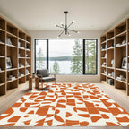 Terracotta Abstract Organic Grid Rug