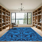 Deep Blue Abstract Organic Swirl Rug