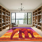 Orange Elephant Savannah Sunset Sky Rug