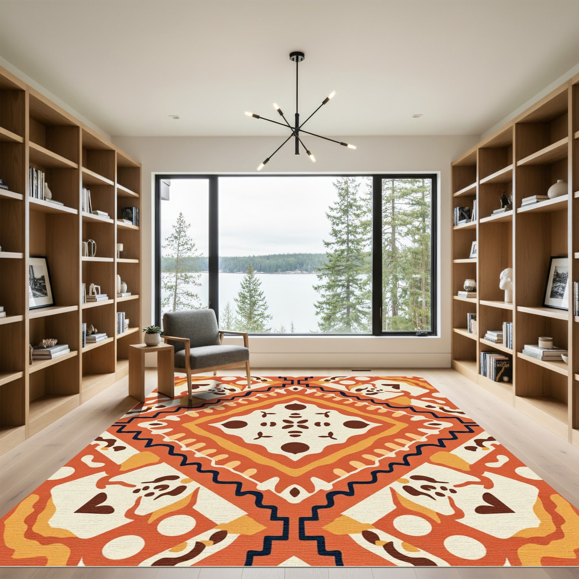 Geometric Amber Tribal Diamond Rug