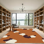 Terracotta Brown Abstract Camouflage Spots Rug