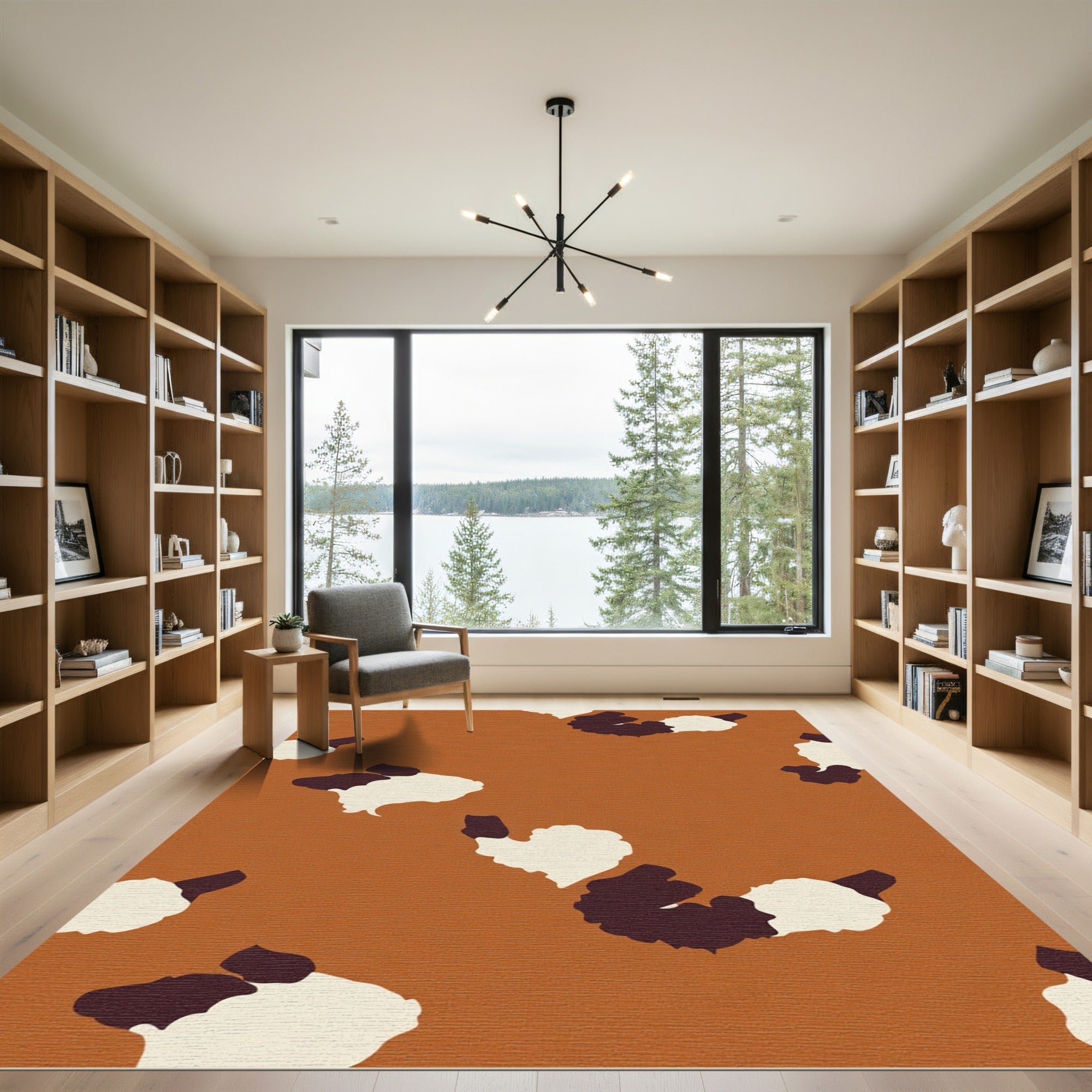 Terracotta Brown Abstract Camouflage Spots Rug