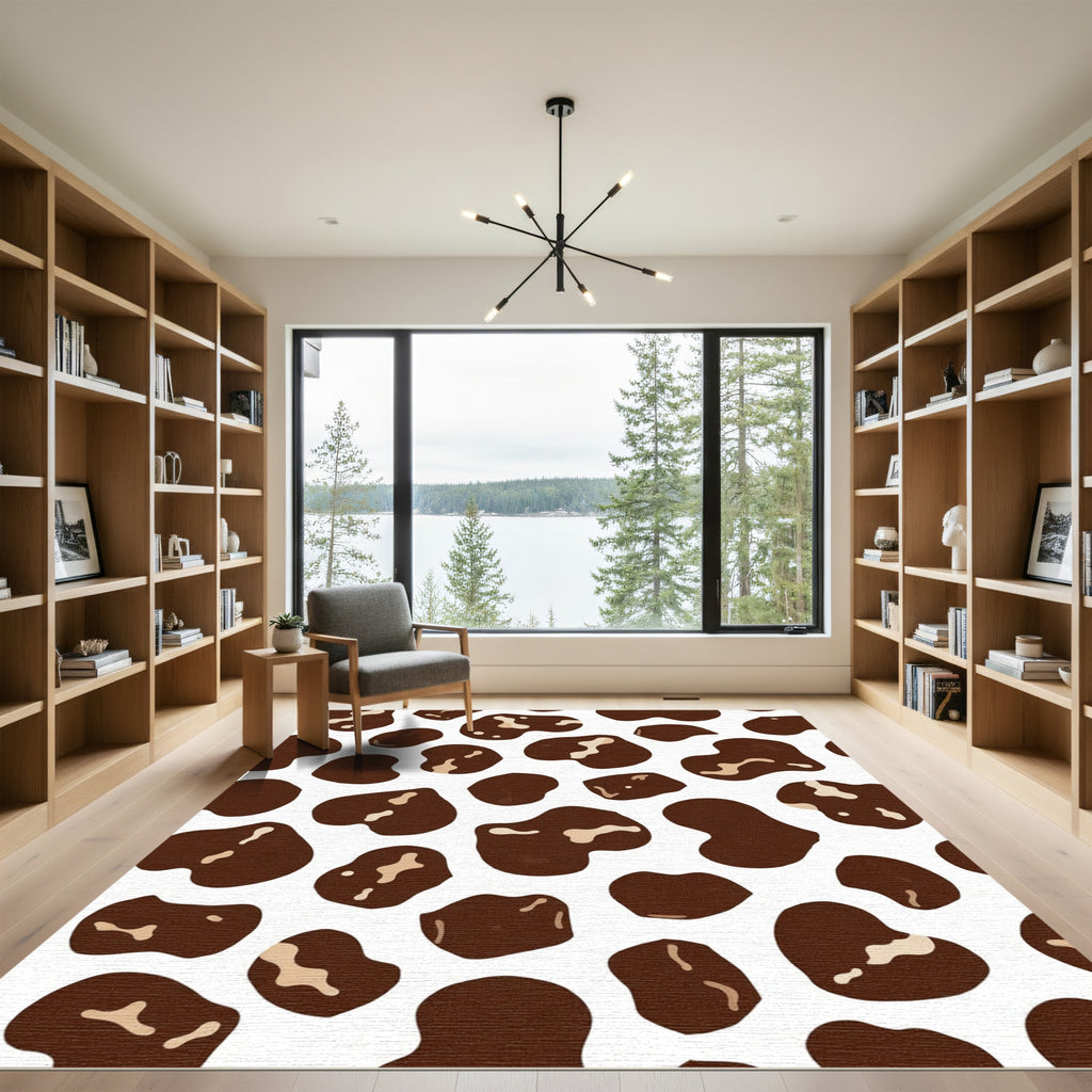Brown White Blob Organic Patchwork Rug