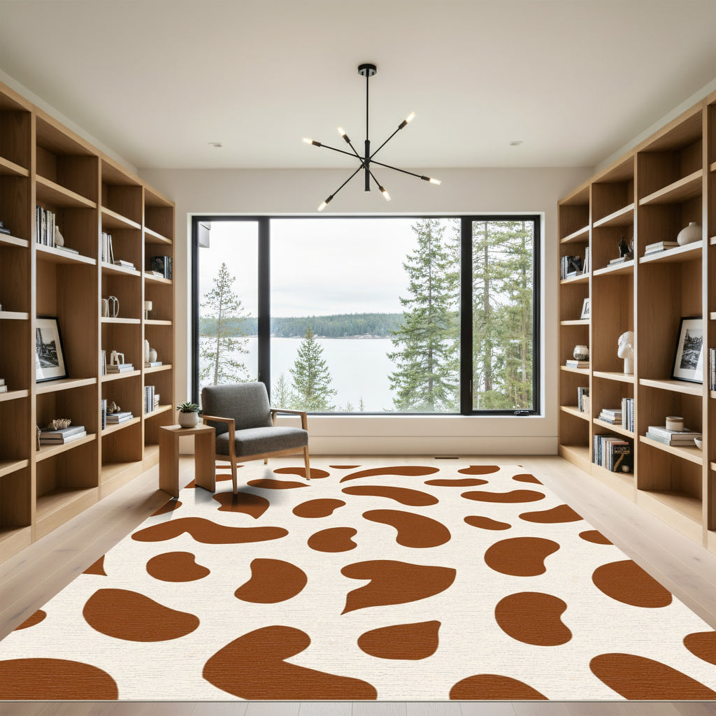 Brown Cream Irregular Shape Rug