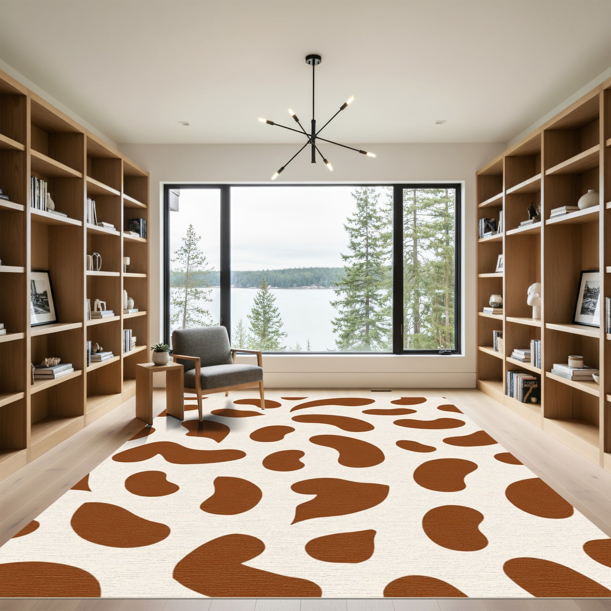 Brown Cream Irregular Shape Rug
