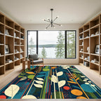 Abstract Botanical Vertical Stripe Rug