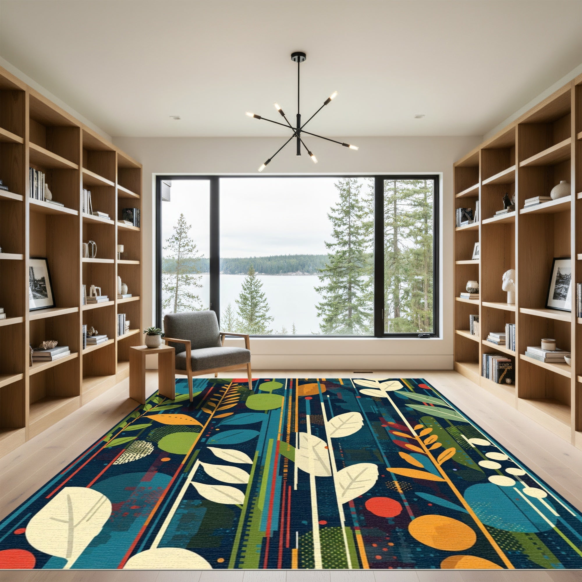 Abstract Botanical Vertical Stripe Rug