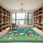 Whimsical Retro Floral Garden Rug