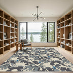 Mottled Gray Blue Abstract Shapes Rug