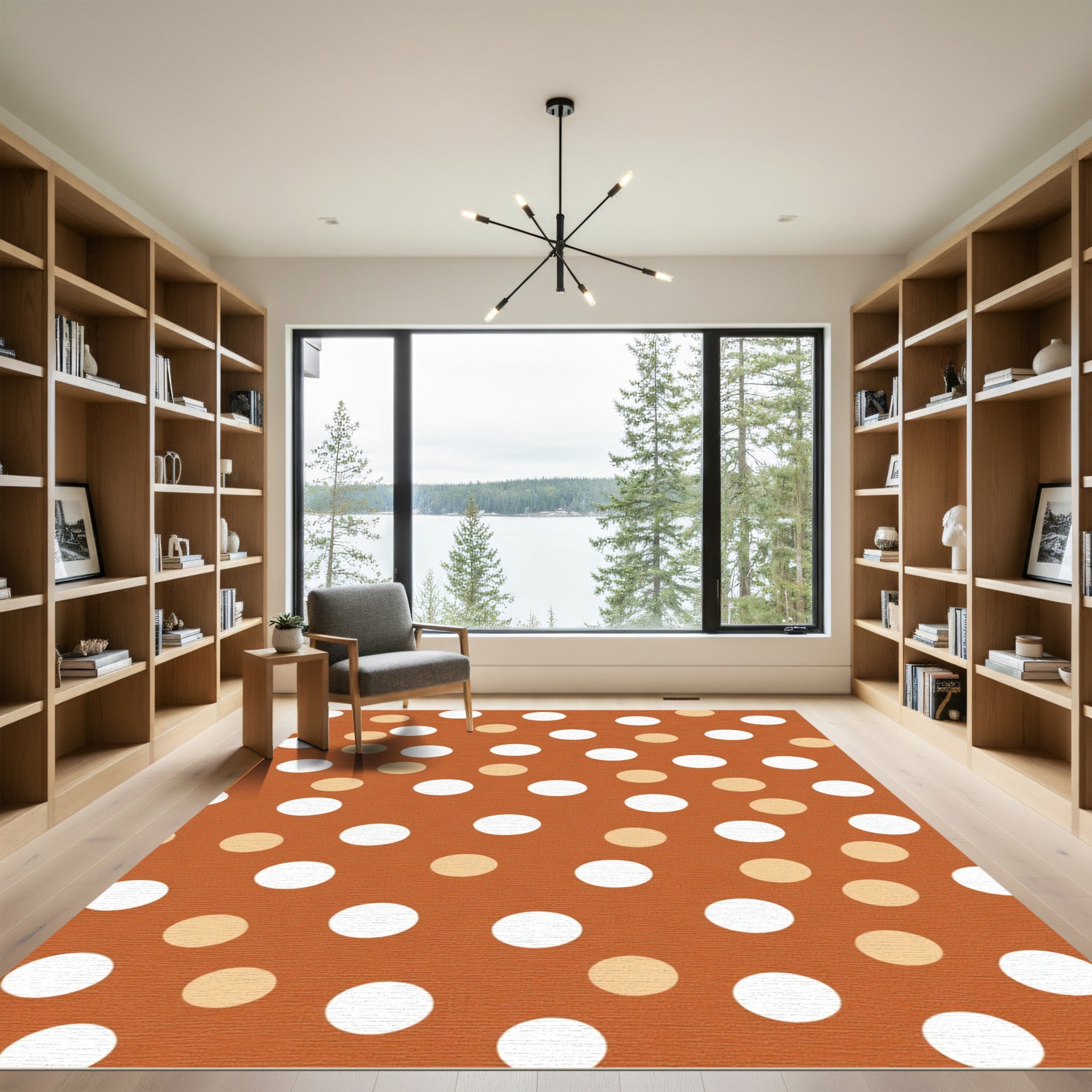 Warm Amber Polka Dot Scatter Rug