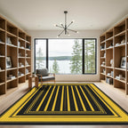 Bold Yellow Black Stripe Border Rug