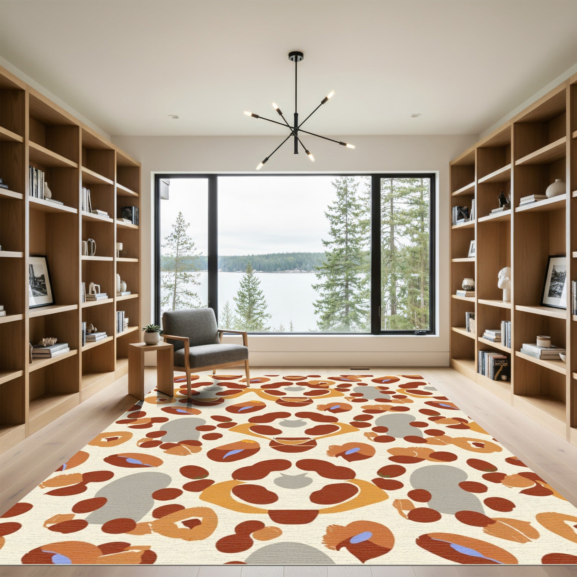 Abstract Terracotta Organic Shapes Rug