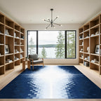 Abstract Blue White Pixel Gradation Rug
