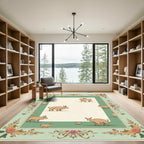 Gentle Fawn Animals Floral Border Rug