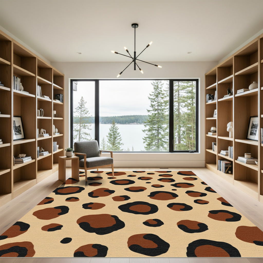 Brown Black Animal Print Spots Rug