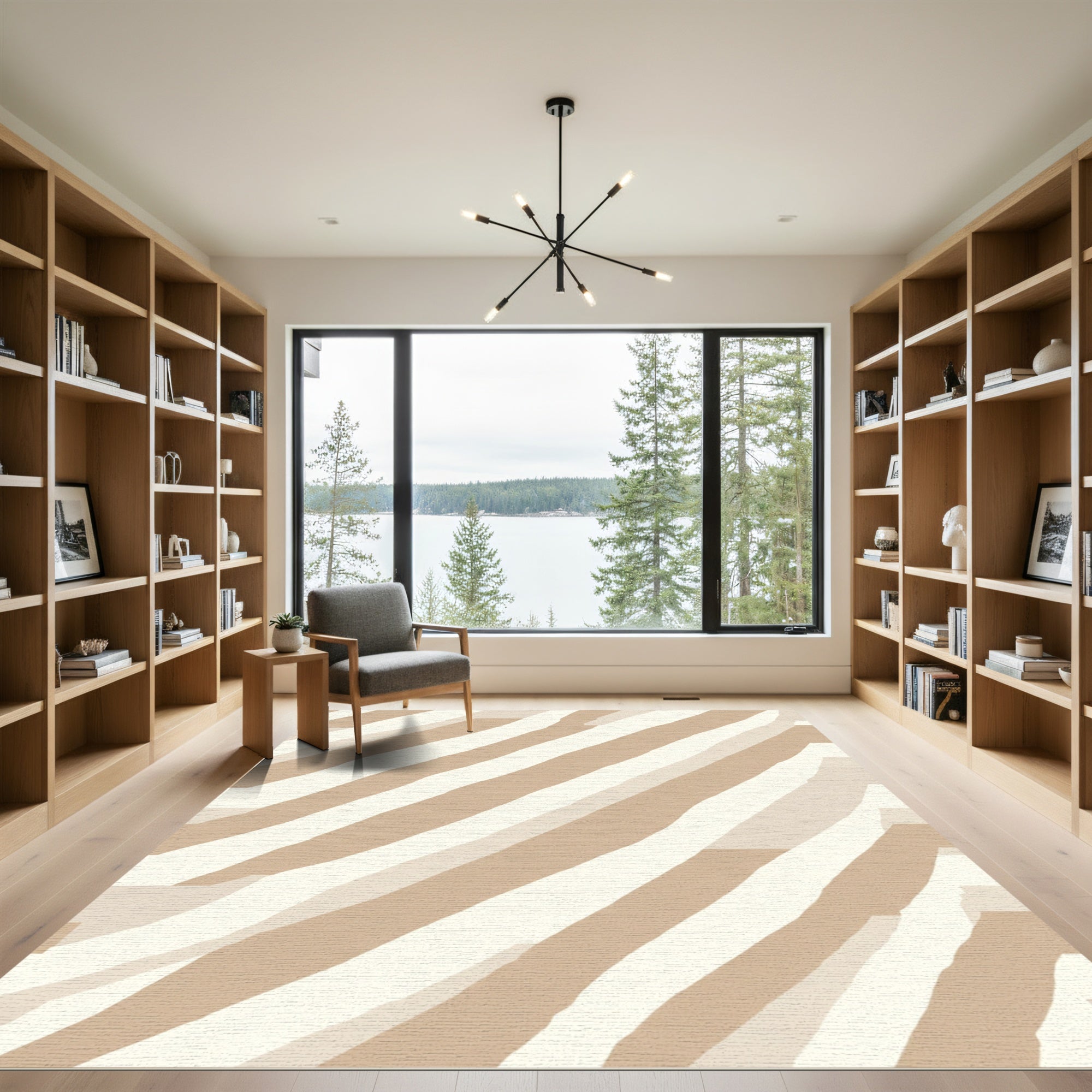 Neutral Toned Diagonal Stripe Rug