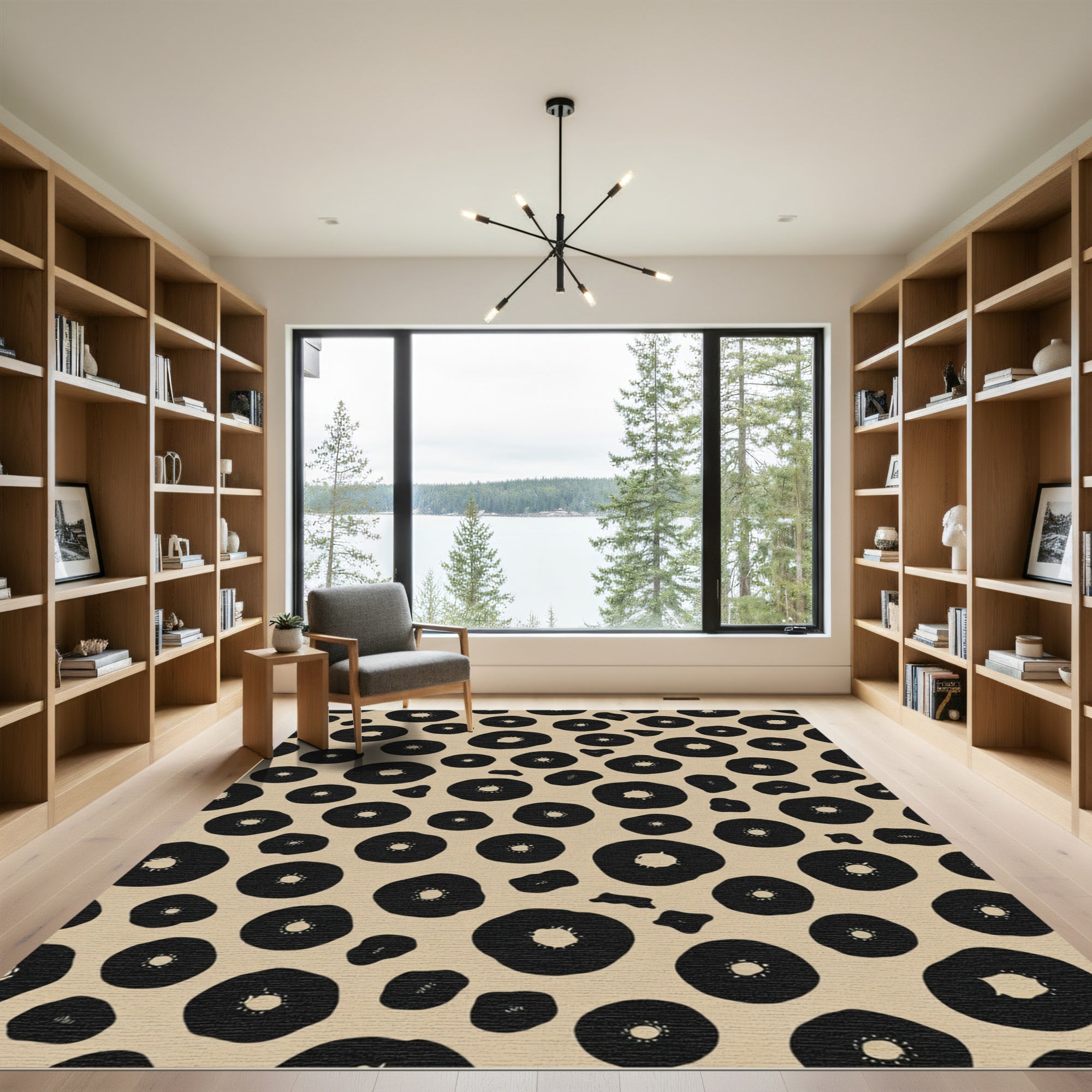 Black Blossom Spot Scatter Rug