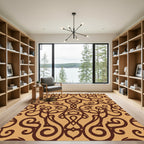 Brown Scrollwork Floral Medallion Rug