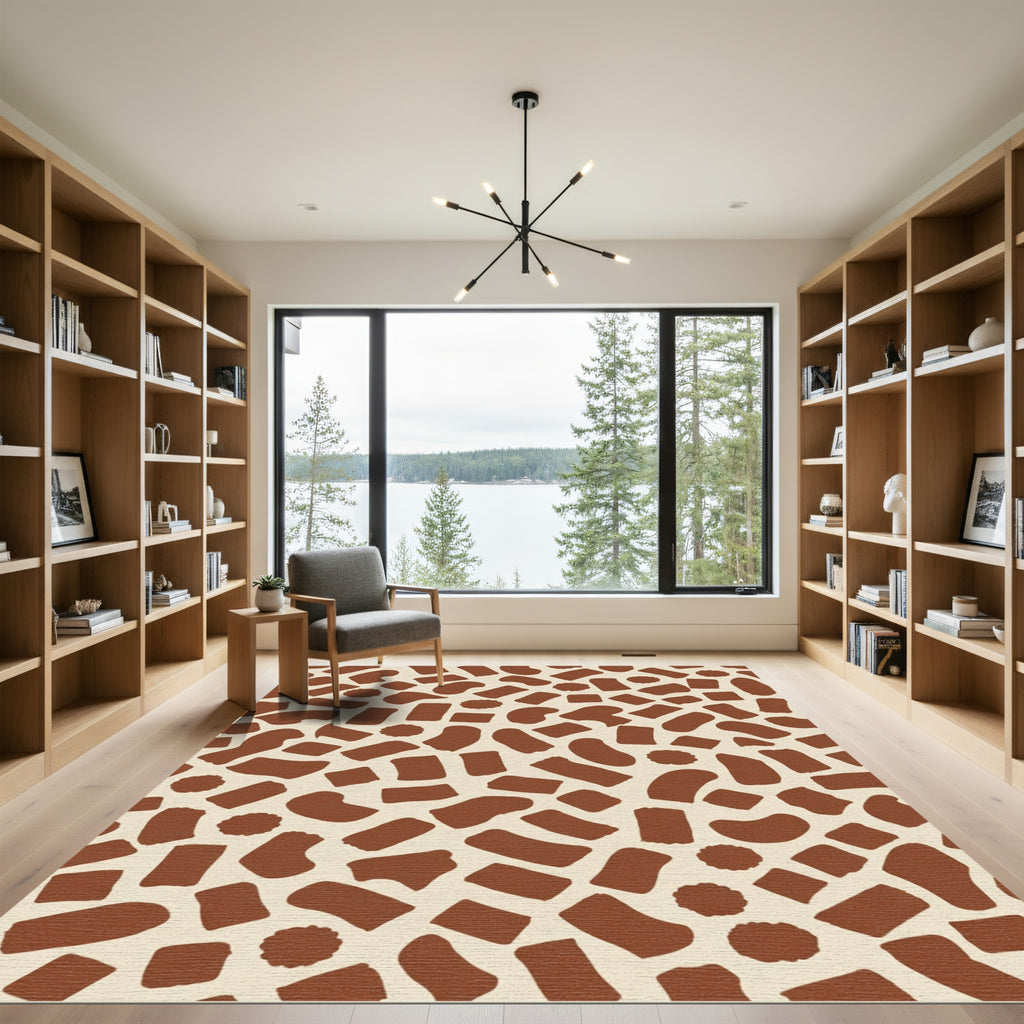 Brown Tan Abstract Shapes Rug