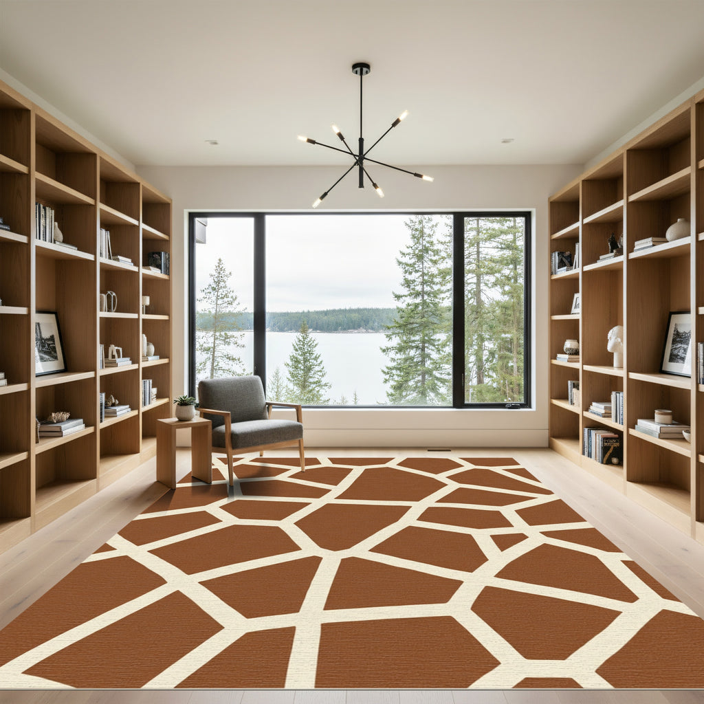 Brown Cream Giraffe Skin Texture Rug