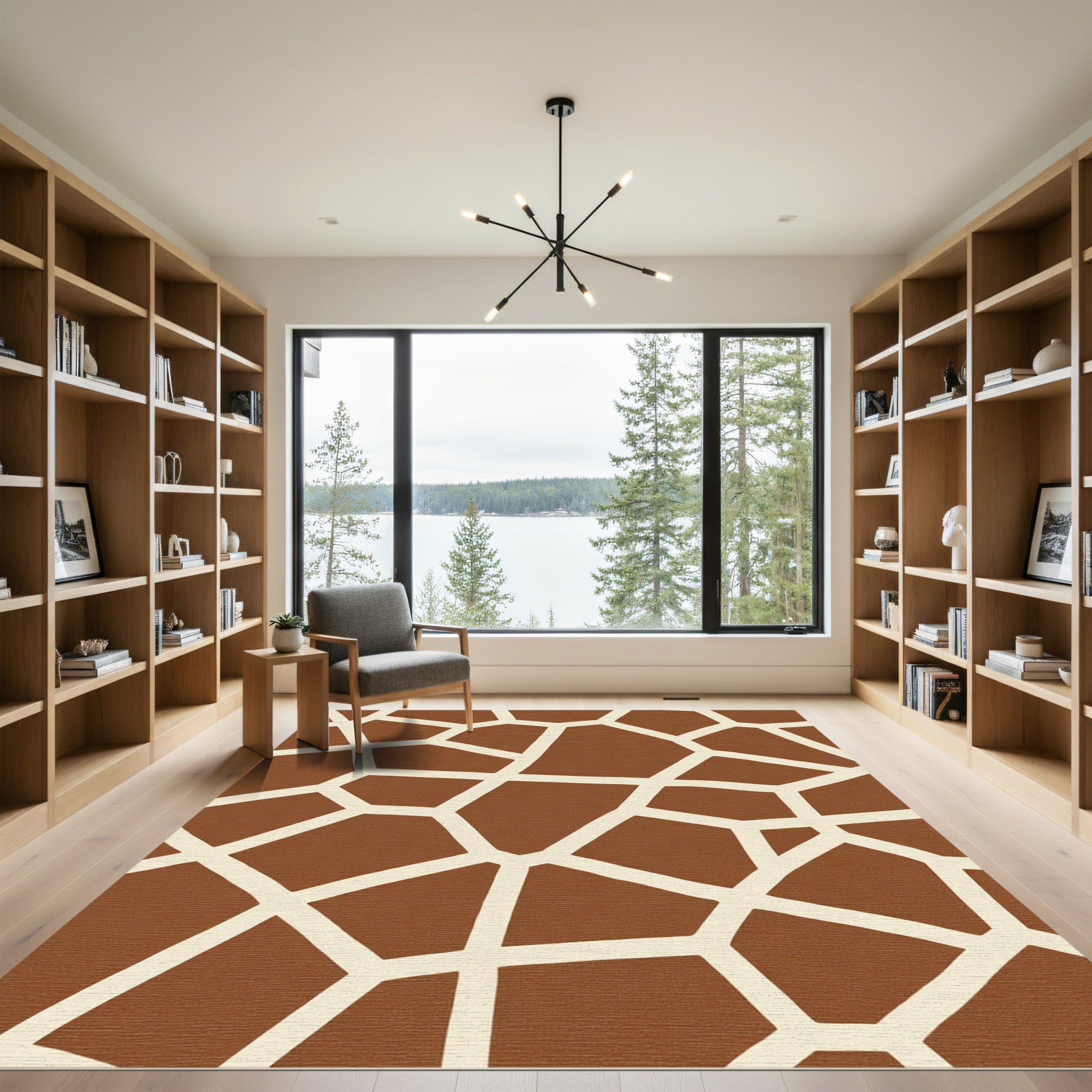Brown Cream Giraffe Skin Texture Rug