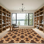 Earthy Brown Abstract Organic Symmetry Rug