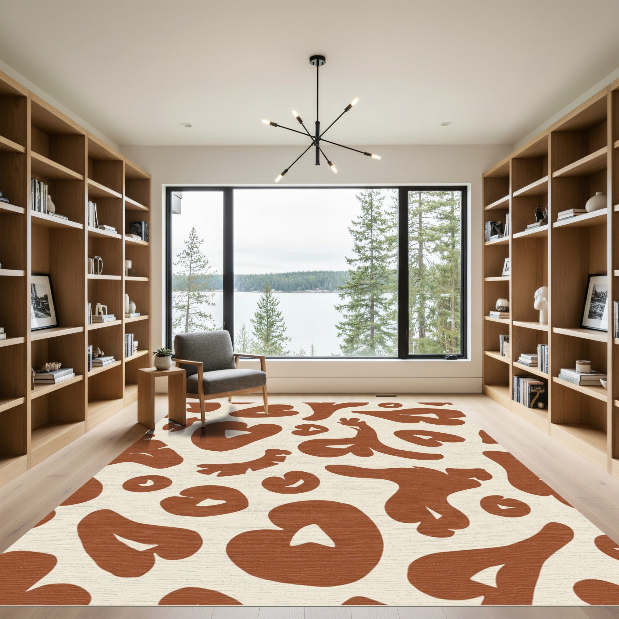 Terracotta Abstract Organic Shapes Rug