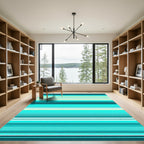 Teal Blue Gradient Stripe Rug