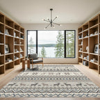 Cozy Nordic Reindeer Forest Stripes Rug