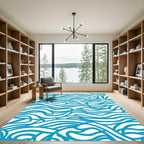 Azure Wave Swirl Flow Rug