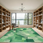 Emerald Green Abstract Line Art Rug