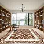 Brown Diamond and Leaf Interlocking Pattern Rug