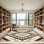 Earthy Beige Geometric Diamond Cluster Rug