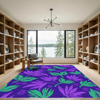 Tropical Leaves Violet Green Rug