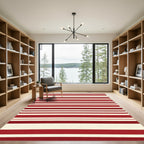 Classic Red Cream Stripe Rug