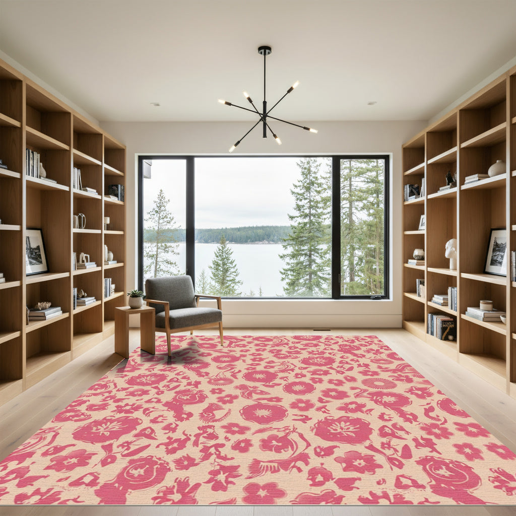 Pink Floral Whimsical Bloom Rug