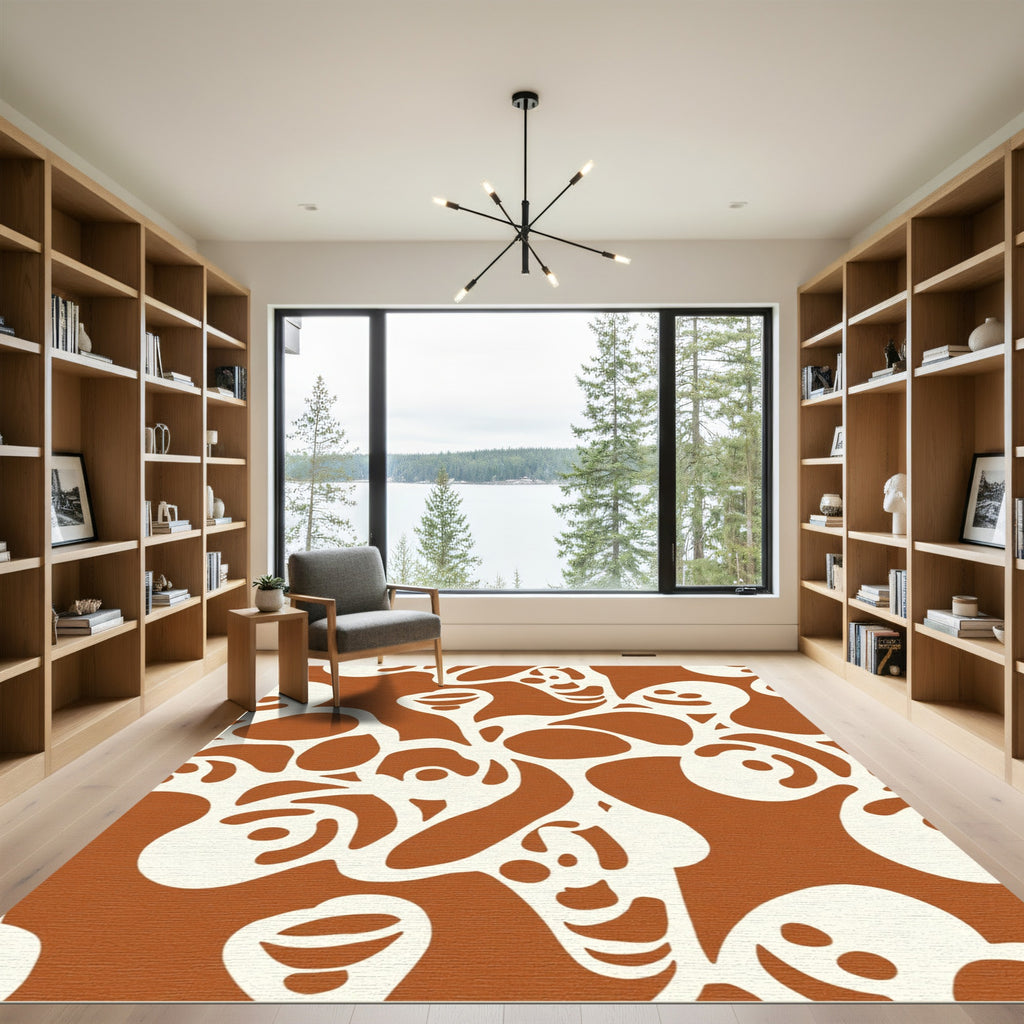 Terracotta Abstract Organic Flow Rug