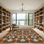 Earthy Tones Geometric Tribal Square Rug
